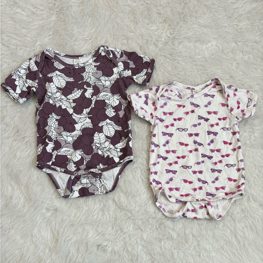 kate quinn Purple Grape & Cool Sunglasses Print Baby One-Piece Bodysuits